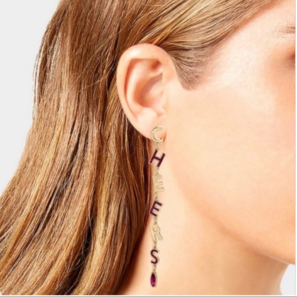 Betsey Johnson Lips & Cheers Mismatch Earrings - Picture 10 of 14